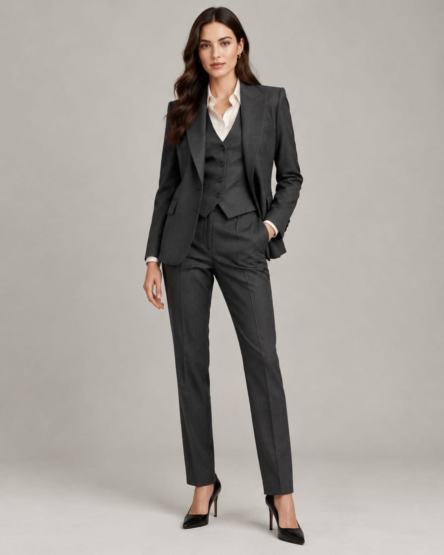 Women's 3-Piece Suit in charcoal cloth