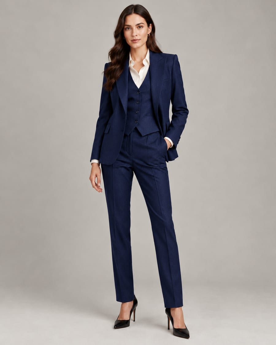 Women's 3-Piece Suit in navy cloth